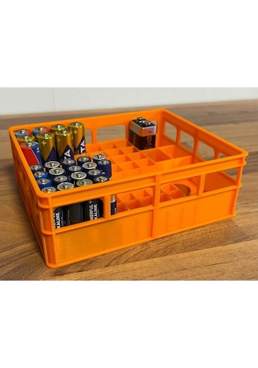 Pil Saklama Kutusu Sandığı Xxl Aa / Aaa / 9v 2032 Para Pili Plastik Kasa Görünümlü Turuncu