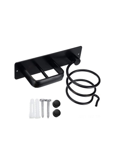 Wezone Banyo Fön Makinesi Tutucu Siyah Delikli Uzay Alüminyum Saç Düzleştirici-küçük Dalgalı Saç Makinesi Depolama Rafı 15kg Yük Kapasitesi Diğer