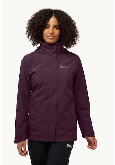 Jack Wolfskin Rotwand 3ın1 Jkt W Kadın Outdoor Mont Midnight Plum