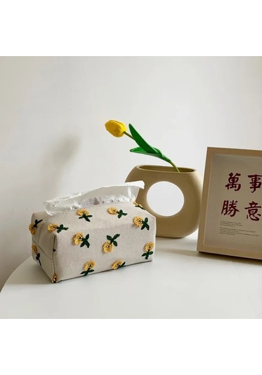 Kırmızı-japon Küçük Çiçek Doku Kutusu Işık Lüks Karton Oturma Odası Yemek Odası Dekorasyon Peçete Kapağı Güzel Bez Kapak