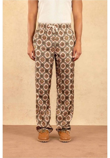 American Rag Cie 100% Ipek Le Pantalon Renzo Pantolon - Elastik Bel, Italyan Cepler Bej
