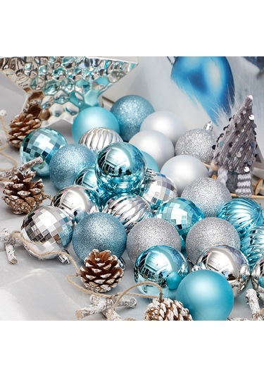 Konesam Mavi Noel Topu Seti 4cm - 34 Adet Polistiren Ağaç Dekorasyonu