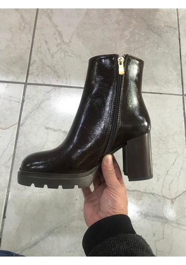 Platform Vegan Deri Kırışık Rugan Bot Metalik