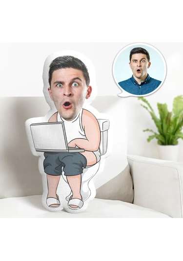 Kişiye Özel Klozetteki Zaman Tasarımlı Şekilli Yastık Çok Renkli