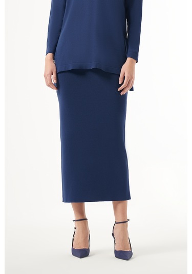 Nuss Merserize Çelik Örme Etek 013 Lacivert Lacivert