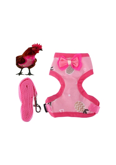 Yuntech01 Tavuk İçin Eğitici Tasma Ve İp, Kesintisiz Kontrol İle Dışarı Çıkma, Yumuşak透气 Kumaş, Kolay Ayarlanabilir, Güvenli Kilit, S Boyutu Pembe Ananas Desenli