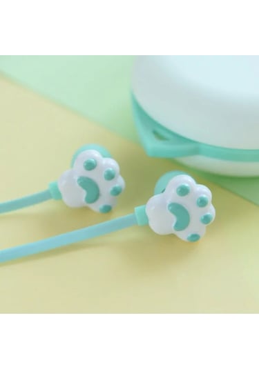 Yaratıcı Kedi Pençesi Kulak İçi Kulaklıklar Sevimli Kız Kulaklıkları Güzel Saklama Kutusu Öğrenci Çizgi Film Kulaklıkları Pembe -