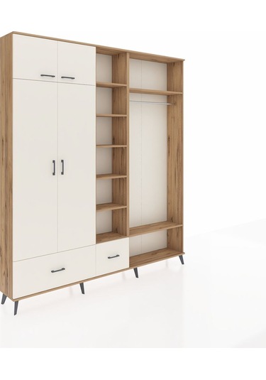 Arges Dolap 12 Raflı 2 Çekmeceli 2 Askılı 220x30x243 Çam-aytaşı/aytaşı Aytası/aytası