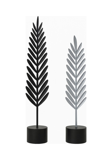 Dekoratif Modern Siyah Ve Gri Tüy Yaprak