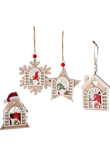 Buaoaos Noel Kolye Ahşap Etiketler Yılbaşı Dekoru Ahşap Kesme Ahşap Noel Ağacı Kolye Noel Asılı Süsleme 001