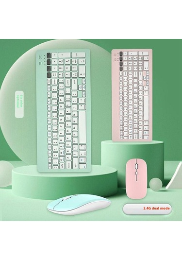 2858+030 Şarjlı Wireless Bluetooth Klavye Sessiz Fare Seti 800/1200/1600 Dpı Kırmızı Optik