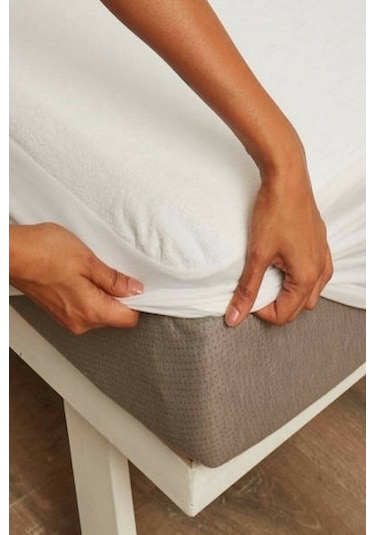 Sıvı Geçirmez Alez Yatak Koruyucu Pamuklu Fitted Beyaz