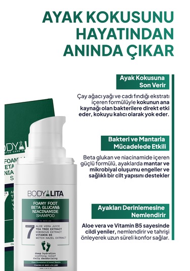 Foamyfoot Ayak Kokusu Giderici Çay Ağacı ve 7 Aktif İçerikli Ayak Köpük Şampuanı 100 ML