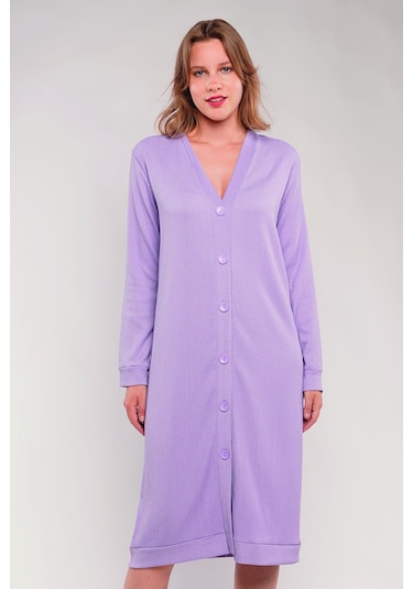 Gabria Ön Düğmeli Seul Uzun Hırka LİLA