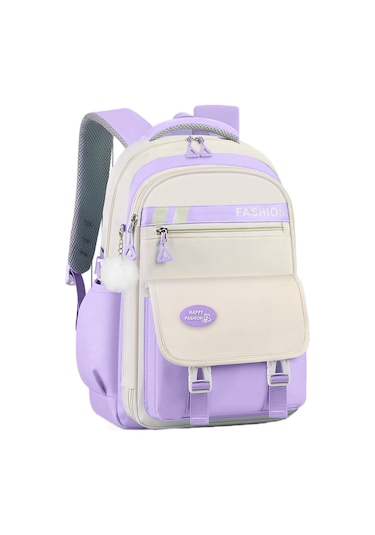 Yeni Ortaokul Lise Kız Minimalist Okul Çantası Büyük Kapasiteli Buzdolabı Kapısı Çocuk Omuzları Mor Fuşya