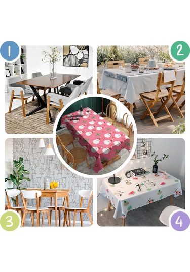 Noel Desenli Dikdörtgen Masa Örtüsü 60x120 İnç, Su Geçirmez Ve Leke Tutmaz-a174 Açık Pembe