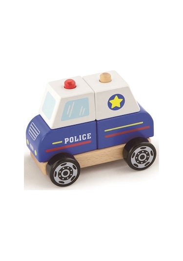 Vigatoys Ahşap Polis Arabası-13X10X8Cm