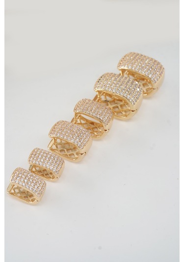 Kadın Vip Seri Zirkon Taşlı 3 Boy 6'lı Küpe Seti Zrk007 - Altın