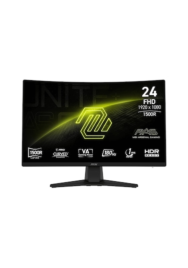 Msı Mag 242c 23.6" 180hz 1ms Hdmı Dp Adaptive Sync Hdr Ready Fhd Va Curved 1500r Gaming Monitör
