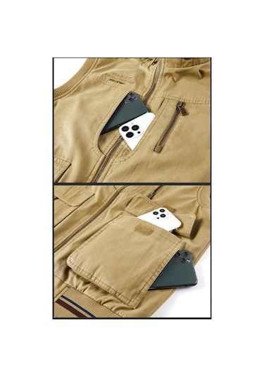 Simicg Erkek Ters Çevrilebilir Çok Cepli Dış Mekan Yelek - Beyaz