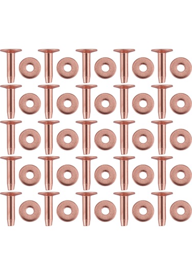 25 Bakır Perçin Burr Rondelası Seti, 15/32" Uzun Deri Bakır