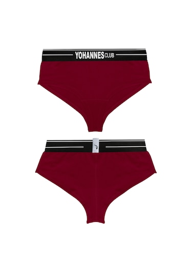 Yohannes Club, Kadın Pamuklu İç Çamaşırı Takımı, Renk Seçenekli, Bralet-kemerli Hipster Külot Bordo