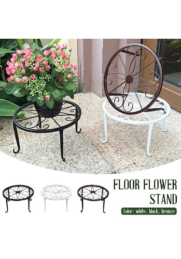 Siyah-avrupa Demir Saksılar Için Standı Metal Saksı Bitki Standı Yuvarlak Paslanmaz Tutucu Bahçe Yetiştiricilerinin Kapalı Açık Ev Dekor