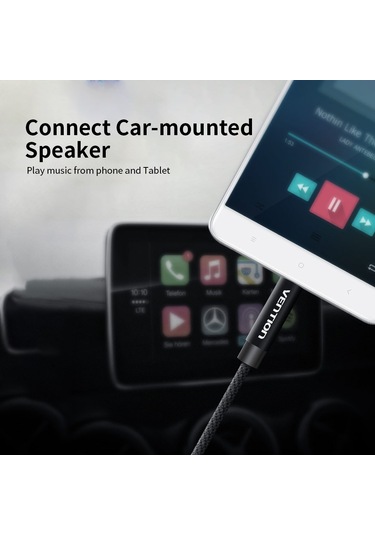 Springsun Ventıon 3.5mm Aux Ses Kablosu Arabaya Monte Erkekten Erkeğe Hifi Kablosu Kumaş Dokuma İle Stereo Ses Kablosu Telefon Pc