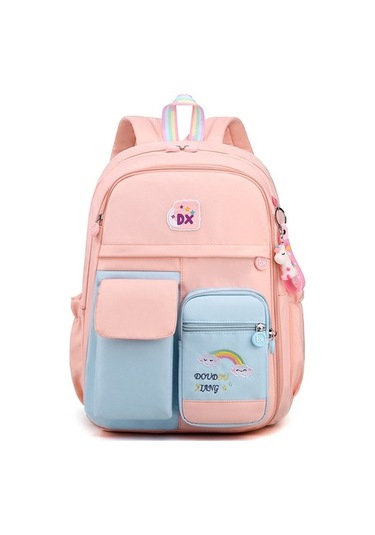 Goldenqian Ilkokul Çocukları Için Okul Çantası-çizgi Film Tarafı Açık Kapı Sırt Çantası-omurgayı Korur 3ıus7l Pembe