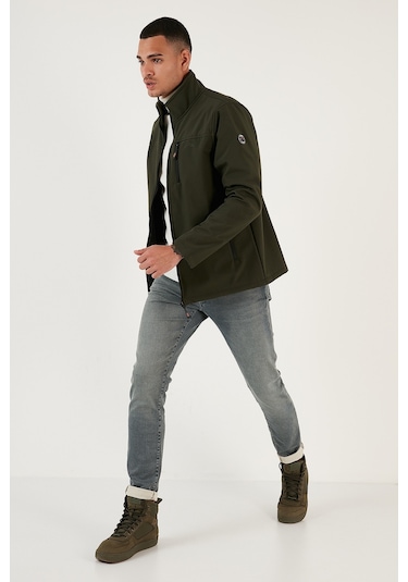 Buratti Su Itici Slim Fit Dik Yaka Softshell Ince Erkek Mont 649003 Haki