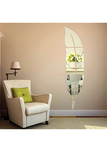 Tenfowee 3d Tüy Desenli Ayna Duvar Çıkartması - Kolay Yapıştırma, Zarif Dekor 120x30cm Gümüş