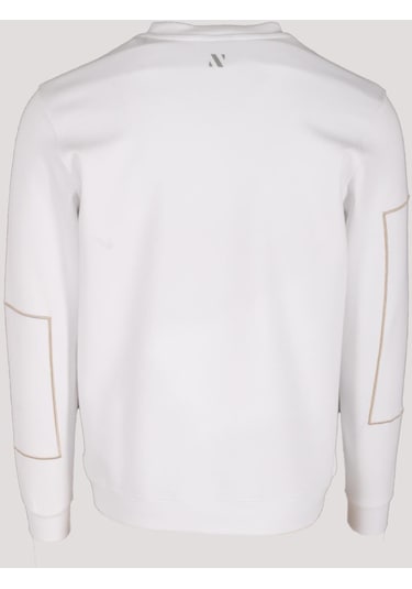 Erkek Sweatshirt Beyaz Bisiklet Yaka Relax Fit Nakış Detaylı Double Face Pamuk Sweat Ncs Jeans 1618-beyaz Beyaz