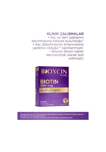 Bioxcin Biotin 5.000 Mcg + Çinko 15 Mg Saç ve Tırnak Vitamini 2 x 30 Tablet