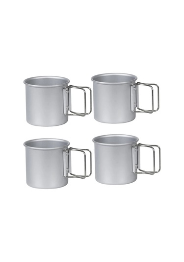 Tcherchi 4 Adet Kupa Bardak Sofra Kamp Gereçleri Açık Mutfak Ekipmanları Gri