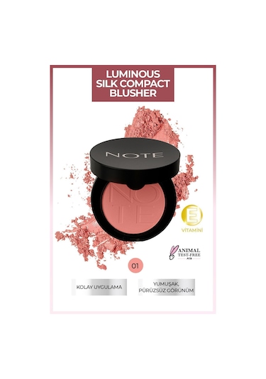 Note Cosmetique Luminous Silk Compact Blusher Toz Allık - 01 Pinky Beach