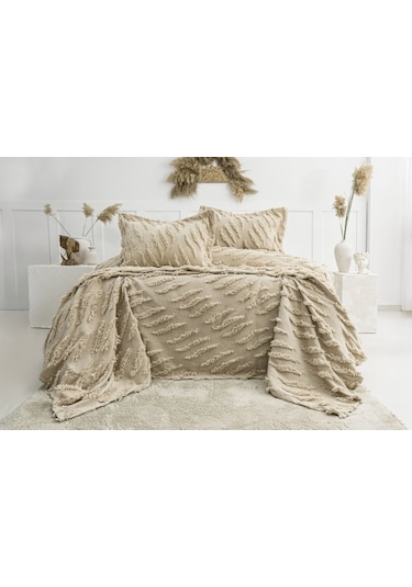 Sofia 3 Parça Çift Kişilik Pike Takımı Cappuccıno 240 X 260 Cm Bej