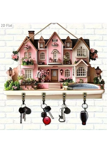 Ahşap Anahtarlık Ve Dekoratif Duvar Panosu, 4 Askılı 0004