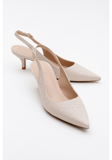 Value Bej Desenli Kadın Topuklu Ayakkabı Bej Yılan Bej