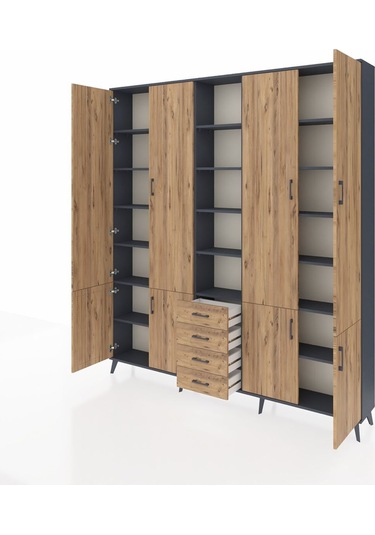 Arges Dolap 17 Raflı 4 Çekmeceli 8 Kapaklı 220x30x243 Antrasit-çam/çam Atlas Çam/atlas Çam Arges Dolap 17 Raflı 4 Çekmeceli 8 Kapaklı 220x30x243 Antrasit-çam/çam Atlas Çam/atlas Çam