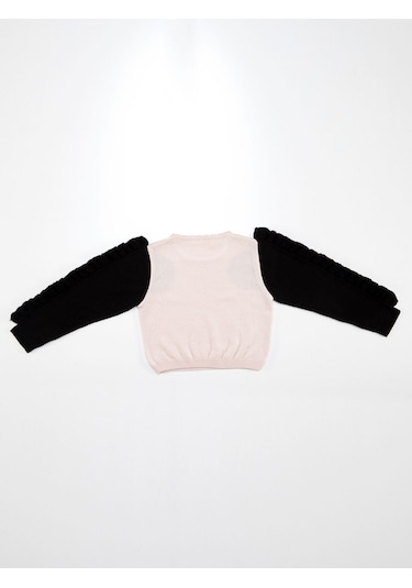 Denokids Mushi Kuğu Kız Triko Kazak Pembe - Siyah