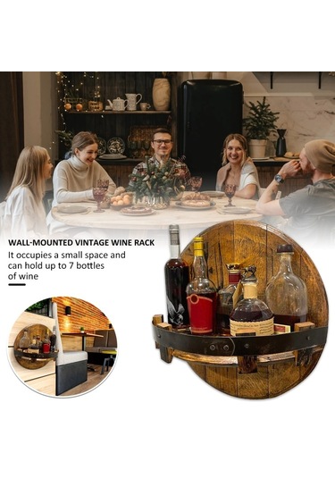 Sones Duvara Monte Ahşap Şarap Teşhir Standı Depolama Rafı-gri Gri