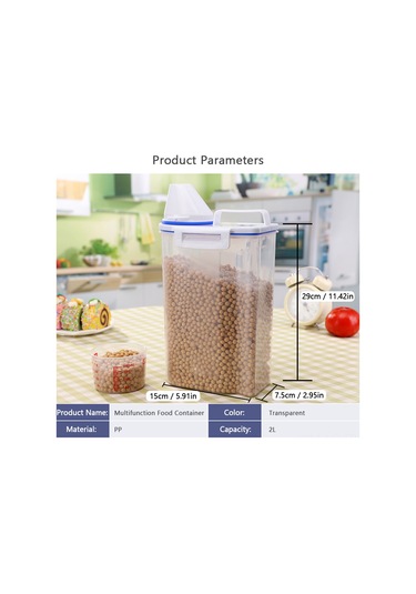 Leezsing 2l Şeffaf Muhafaza Kabı - Pp Plastikli Silikon Oto Kapatma Kapaklı Pirinç, Tahıl, Atıştırmalık Depolama Kutusu
