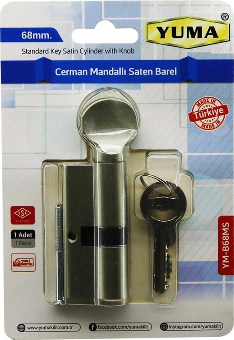 Cerman Mandallı Saten Barel Kilit 68mm Ym-b68ms 4741