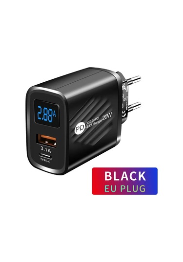 Dawndesslo 20w Usb Pd Hızlı Şarj Cihazı İphone Uyumlu Samsung Uyumlu Xiaomi Huawei İçin C Tipi Dijital Ekranlı Duvar Adaptörü Ildistribütör Garantili