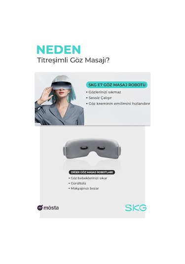 Skg E7-En Taşınabilir Akıllı Göz Masaj Aleti, Geleneksel Shiatsu, Altıncı Çakra Aktivasyonu, Şakak-Göz Çevresi Siyah