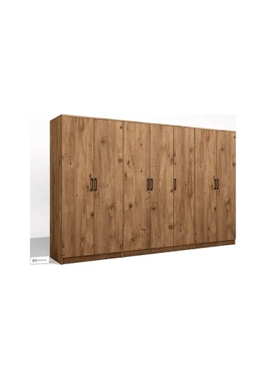 Kardelen Serisi Atlantik Çam 7 Kapaklı 13 Raflı 280 Cm Elbise Dolabı - Gardırop Seti Atlantik Çam