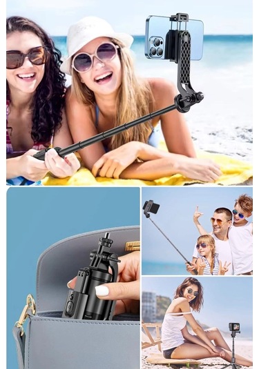 Fotoğraf Makinası Ve Telefon Takılabilen 2si 1 Arada 2.2m Uzayan Selfie Çubuğu Kumandalı Tripod Çok Renkli