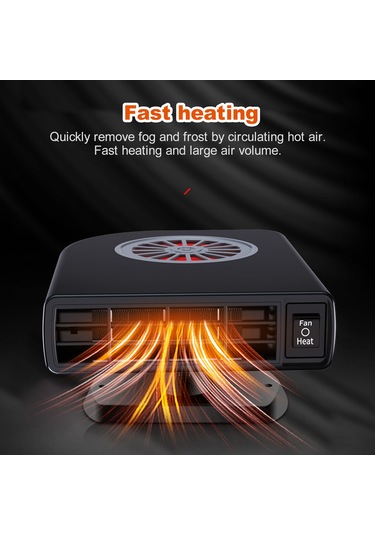 Reedark 12v/24v Araç Isıtıcı - Taşınabilir Hızlı Defrost Ve Sis Çözücü - Siyah