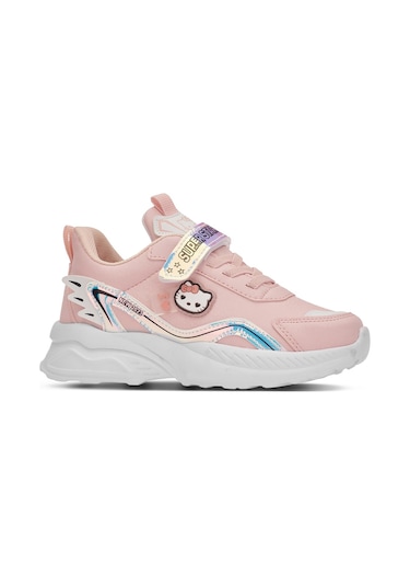Günlük Kız Çocuk Sneaker Lastik Bağcıklı Hologram Cırtlı Hafif Hello Kitty Ayakkabı 1907 Pudra Beyaz - 2