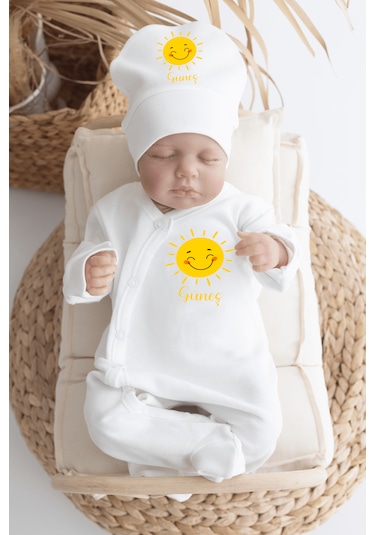 Bebewini Pamuk Baskılı 11'li İsimli Hastane Çıkışı M13 Ekru